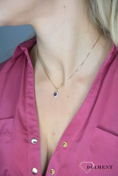 Złota zawieszka 585 DIAMENT ametyst, diamenty 60027177 HSI. Zawieszka DIAMENT złoto, ametyst i diamenty Arenart 60027177 wykonana ze złota próby 585. Zawieszka ze złota próby 585 z ametystem i diamentami  (10).JPG
